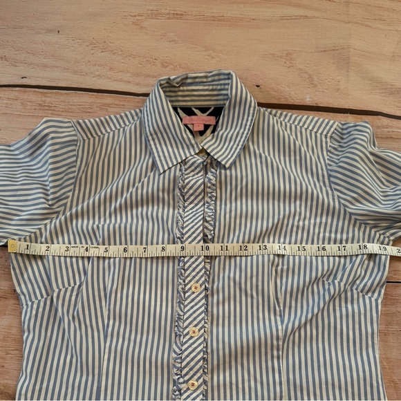 Lilly Pulitzer Womens Long Sleeve Button Up Shirt Size 8  Striped Ruffle Zebra - Picture 4 of 9